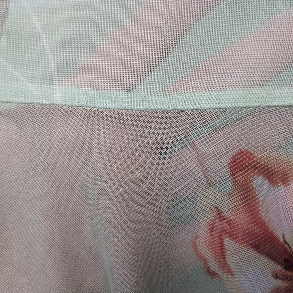 Vintage Y2K Floral Asymmetrical Fairy Dress XS Sheer Mesh Overlay Drop Waist - Picture 15 of 15